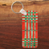 RED SCOTT TARTAN Aluminium Rectangle Sleutelhanger (Voorkant)