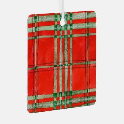 RED SCOTT TARTAN Aluminium Square Ornament (Voorkant Rechts)