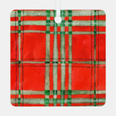 RED SCOTT TARTAN Aluminium Square Ornament (Achterkant)