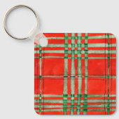 RED SCOTT TARTAN Aluminium Square Sleutelhanger (Voorkant)