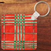 RED SCOTT TARTAN Aluminium Square Sleutelhanger (Achterkant)