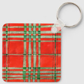 RED SCOTT TARTAN Aluminium Square Sleutelhanger (Achterkant)