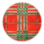 RED SCOTT TARTAN Ceramic Knob. Keramische Knop (Voorkant)