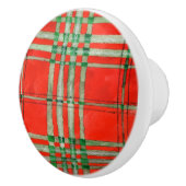 RED SCOTT TARTAN Ceramic Knob. Keramische Knop (Rechts)
