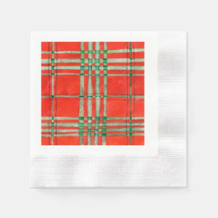 RED SCOTT TARTAN Coined Cocktail Napkins Servet
