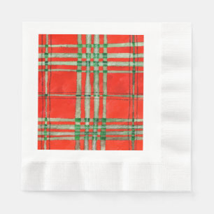 RED SCOTT TARTAN Coined Luncheon Paper Napkins Servet