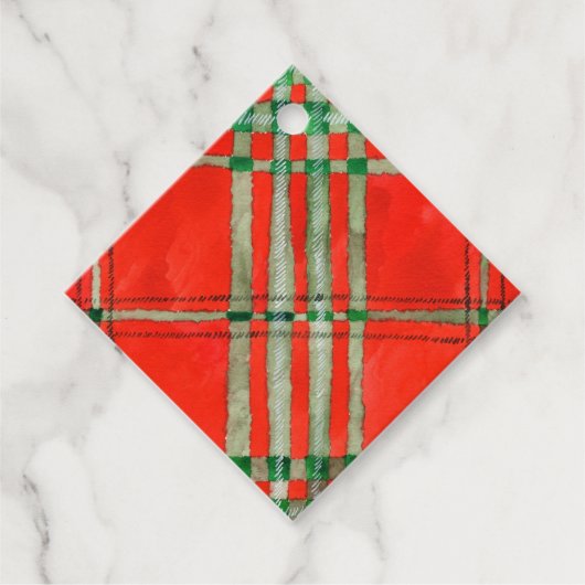 RED SCOTT TARTAN Diamond Gift Labels (Voorkant)