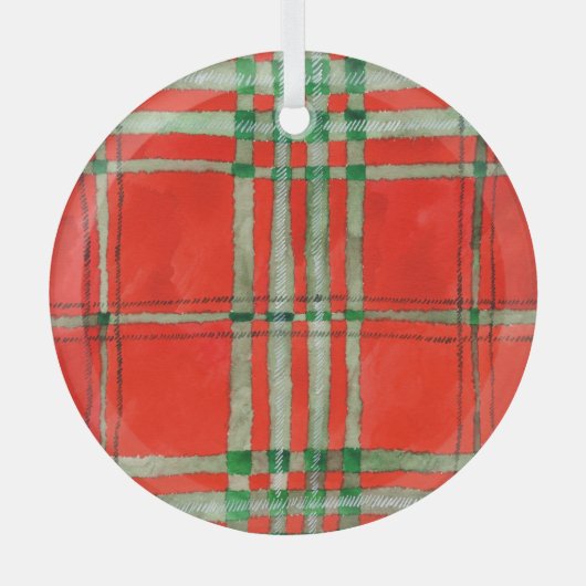 RED SCOTT TARTAN Glass Circle Ornament (Voorkant)