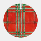 RED SCOTT TARTAN Glass Circle Ornament (Achterkant)