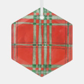 RED SCOTT TARTAN Glass Hexagon Ornament (Voorkant)
