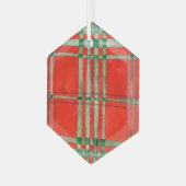 RED SCOTT TARTAN Glass Hexagon Ornament (Voorkant links)