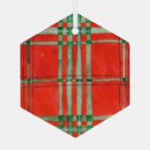 RED SCOTT TARTAN Glass Hexagon Ornament (Achterkant)