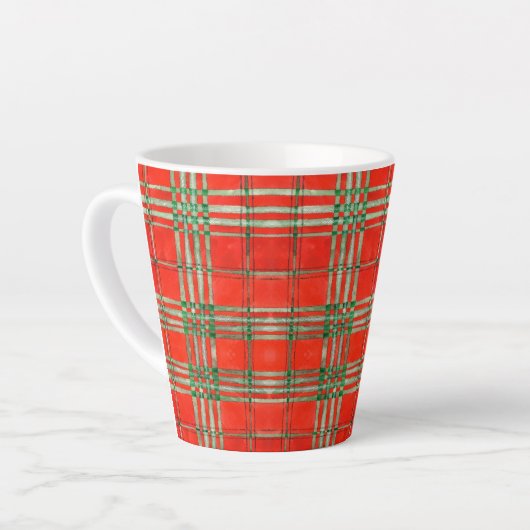 RED SCOTT TARTAN Latte Mok (Linkerhoek)