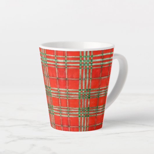 RED SCOTT TARTAN Latte Mok (Rechterhoek)