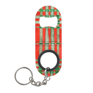 RED SCOTT TARTAN Mini Bottle Open + Sleutelhanger Mini Flessenopener