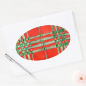 RED SCOTT TARTAN Oval Stickers (Envelop)