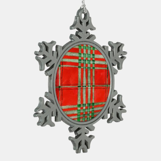 RED SCOTT TARTAN Pewter Snowflake Ornament (Links)
