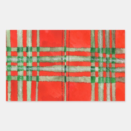RED SCOTT TARTAN Rectangle Stickers (Voorkant)