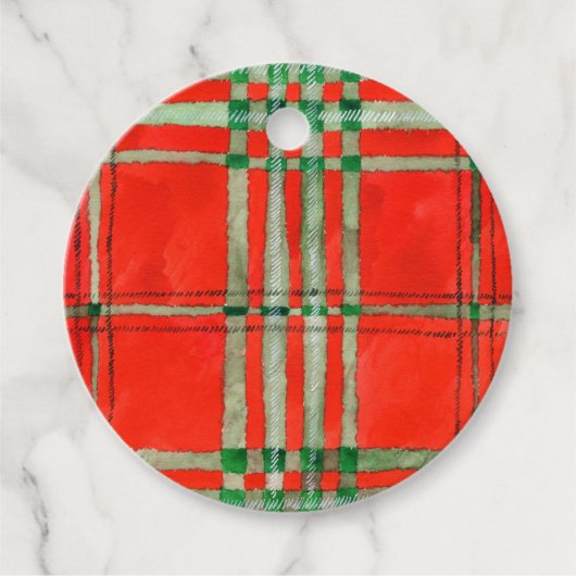 RED SCOTT TARTAN Ronde Gift Labels (Voorkant)