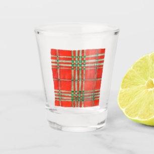 RED SCOTT TARTAN Shot Glass Glas