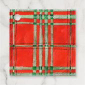 RED SCOTT TARTAN Square Cadeau Labels (Voorkant)