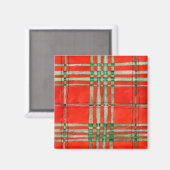 RED SCOTT TARTAN Square Magnet (Voorkant / Achterkant)