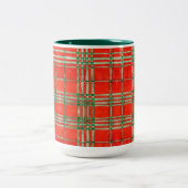 RED SCOTT TARTAN Tall Hunter Green Two-Tone Mok (Center)