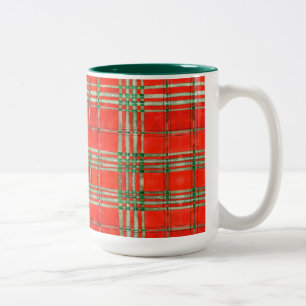 RED SCOTT TARTAN Tall Hunter Green Two-Tone Mok