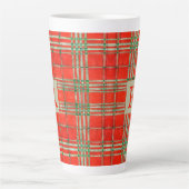RED SCOTT TARTAN Tall Latte Mok + Initiaal (Voorkant)
