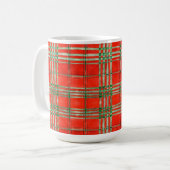 RED SCOTT TARTAN Tall White Mok (Voorkant links)