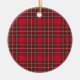 Red Scottish Pset Tartan Keramisch Ornament