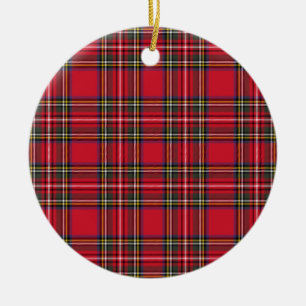 Red Scottish Pset Tartan Keramisch Ornament