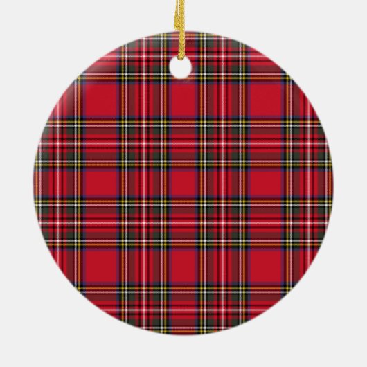 Red Scottish Pset Tartan Keramisch Ornament (Achterkant)