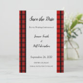 Red Scottish Tartan Burlap patroon Save the Date (Staand voorkant)