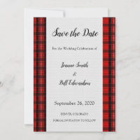 Red Scottish Tartan Burlap patroon Save the Date