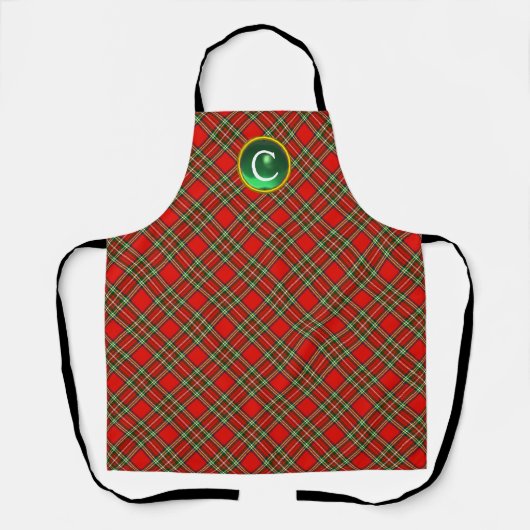 RED SCOTTISH TARTAN EN GREEN GEM STONE MONOGRAM SCHORT (Voorkant)