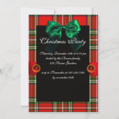 RED SCOTTISH TARTAN EN GROEN BOW CHRISTMAS PARTIJ KAART (Achterkant)