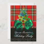 RED SCOTTISH TARTAN, GROEN BOW EN CHRISTMAS TREE KAART (Voorkant)