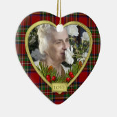 Red Scottish Tartan Memorial Hartfoto Kerst Keramisch Ornament (Rechts)