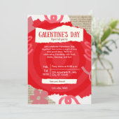 Red Scrapbook Galentine's Day Party Kaart (Staand voorkant)