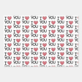 Red Scribble Heart and I Love You Script Pattern Inpakpapier Vel (Voorkant 3)