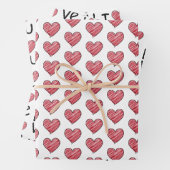 Red Scribble Heart and I Love You Script Pattern Inpakpapier Vel (In situ)