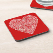 Red Scribble Heart Drankjes Onderzetter (Linkerzijde)