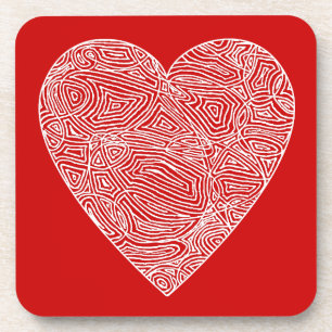 Red Scribble Heart Drankjes Onderzetter