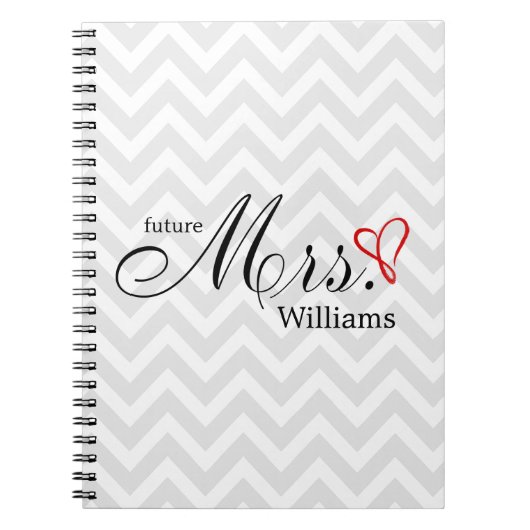 Red Scribble Heart Future Mrs Wedding Planner Notitieboek (Voorkant)