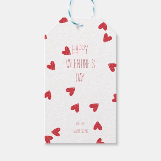 Red Scribble Hearts – Moder Happy Valentine’s Day  Cadeaulabel (Voorkant)