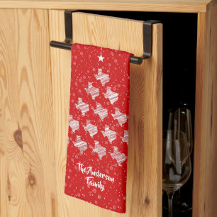 Red Scribble Texas kerst Tree Kitchen Towel Theedoek
