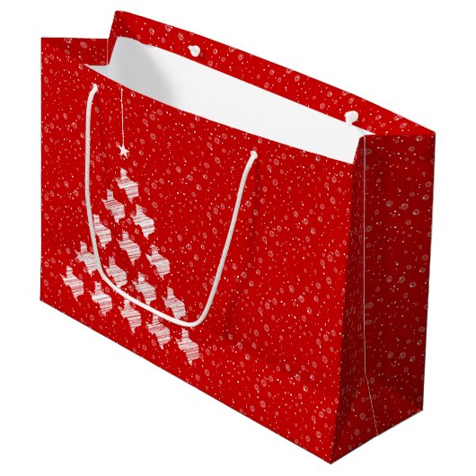 Red Scribble Texas kerstboom - grote cadeautas (Voorkant Gekanteld)