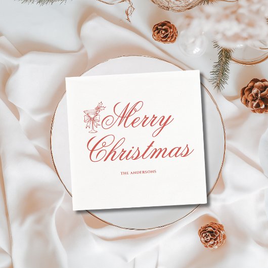 Red Scribble Vrolijk Kerstfeest Servet