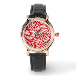 Red Scribbleprint Horloge